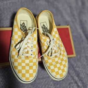 Vans Yellow and White Checkered Sneakers